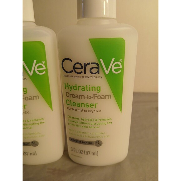 (2)CeraVe Hydrating Facial Cleanser Hyaluronic Acid for Normal to Dry Skin 3oz - Picture 3 of 10
